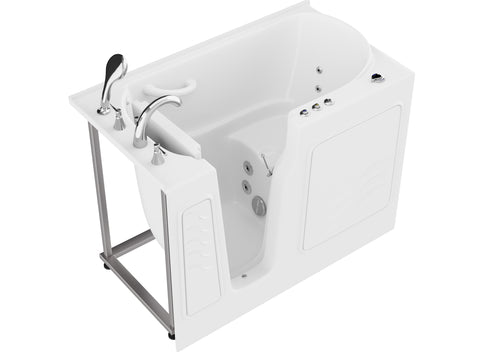 ANZZI Coupe Series 29 in. x 52 in. Left Drain Quick Fill Walk-In Whirlpool Tub with Powered Fast Drain in White