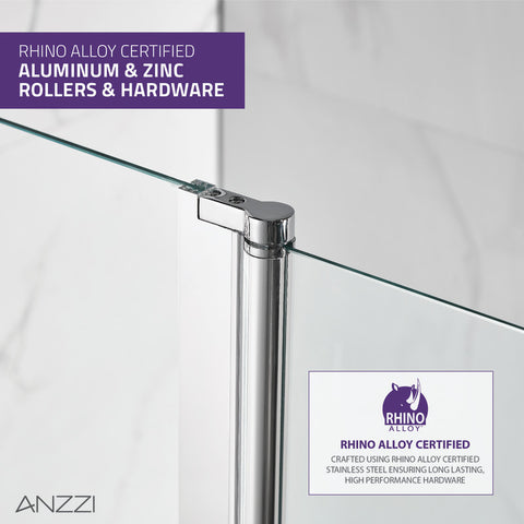 ANZZI Galleon 48 in. x 58 in. Frameless Tub Door with TSUNAMI GUARD