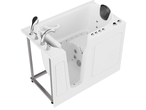 ANZZI Coupe Series 29 in. x 52 in. Left Drain Quick Fill Walk-In Whirlpool and Air Tub with Powered Fast Drain in White