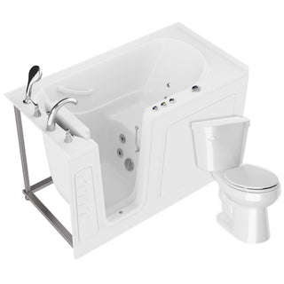 ANZZI 59 in. x 30 in. Left Drain Whirlpool Jetted Bathtub in White with Rounded Toilet and Soft Close Lid