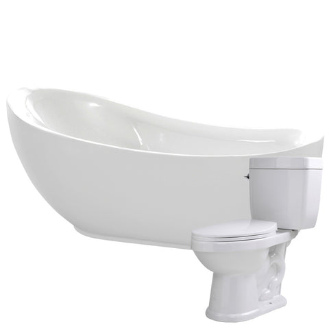 FTAZ090-T065 - ANZZI Talyah 71 in. Acrylic Soaking Bathtub with Talos 2-piece 1.6 GPF Single Flush Toilet