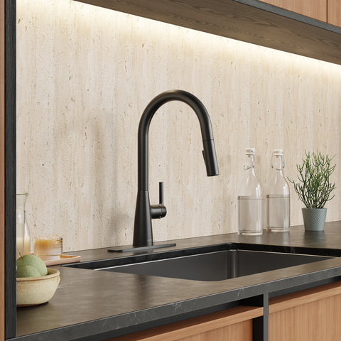 Modern 16 in. 1-Handle Touchless Pull-Down Kitchen Faucet in Matte Black with Motion Sensor and Dual Spray Modes