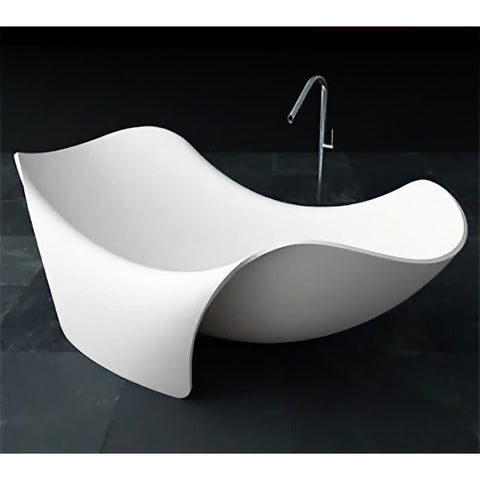 ANZZI Cielo 6.5 ft. Solid Surface Center Drain Freestanding Bathtub in Matte White