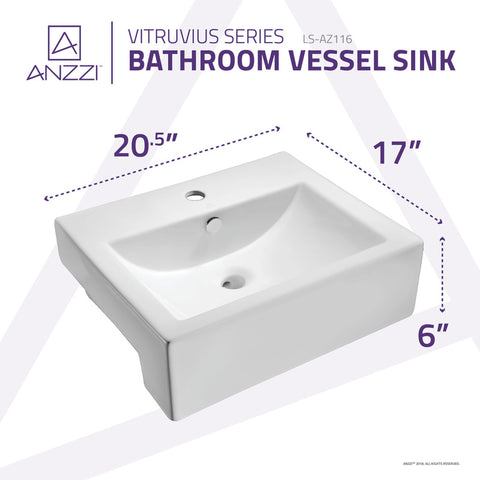 ANZZI Vitruvius Series Ceramic Vessel Sink in White