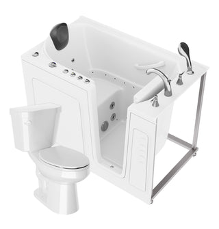 ANZZI 52 in. x 30 in. Right Drain Combination Jetted Bathtub in White with Elongated Toilet and Soft Close Lid