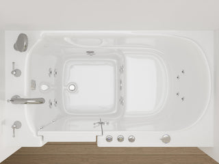 ANZZI 52 in. x 30 in. Left Drain Whirlpool Jetted Bathtub in White with Rounded Toilet and Soft Close Lid