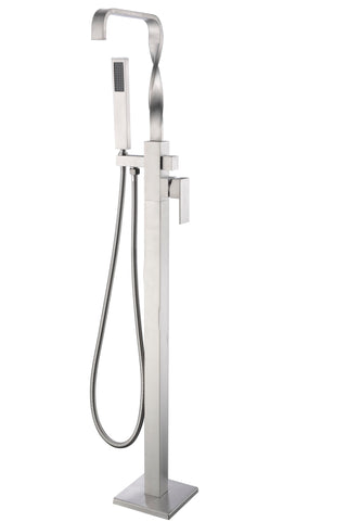 ANZZI Yosemite Floor Mount Tub Filler (44.5" H), 2-Handle Control, 60" Hand Sprayer, Solid Brass, cUPC Certified, Various Finishes