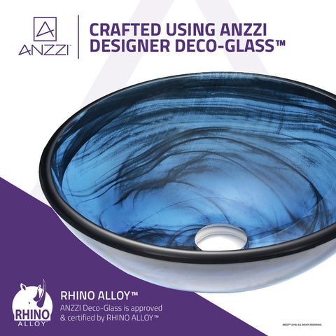 ANZZI Thalu Series Deco-Glass Vessel Sink in Sapphire Wisp