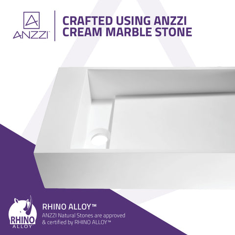 ANZZI Pascal Solid Surface Vessel Sink in Matte White