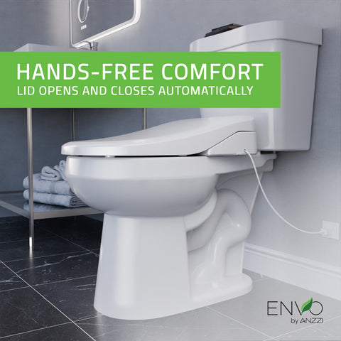 Electric Bidet Seat with Auto Lid, Heated, Warm Water, Air Dryer, Self Cleaning, Lady Wash, Deodorizer, and Classic Remote
