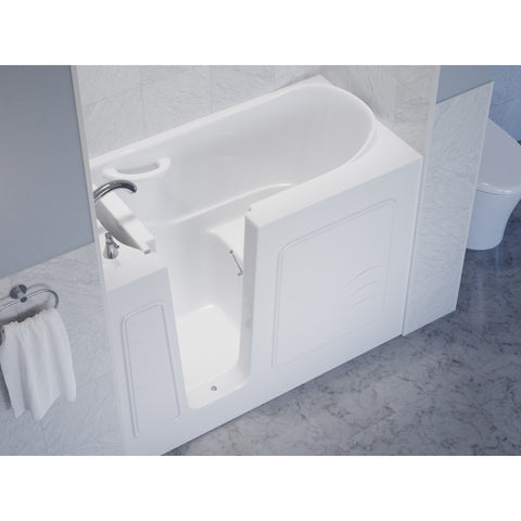 AMZ2653LWS - ANZZI 26 in. x 53 in. Left Drain Quick Fill Walk-In Soaking Tub in White