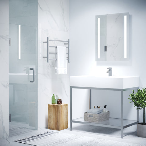30 in. by 72 in. Frameless Hinged Shower Door in Brushed Nickel with Handle