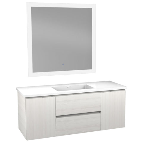 VT-MR4CT48-WH - ANZZI ANZZI Conques 48 in W x 20 in H x 18 in D Bath Vanity in Rich White with Cultured Marble Vanity Top in White with White Basin & Mirror