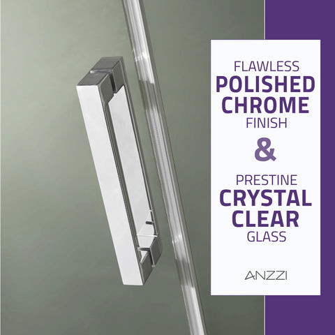 60 in. x 76 in. Frameless Sliding Shower Door with Handle in Chrome