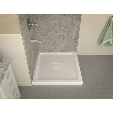 SB-AZ009WH-R - ANZZI 36 in. x 36 in. Double Threshold Shower Base in White