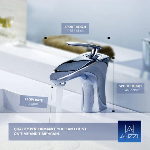 ANZZI Tone Series Single Hole Single-Handle Low-Arc Bathroom Faucet in Polished Chrome