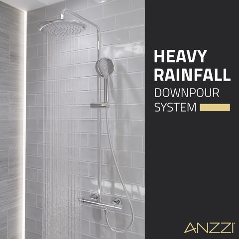 ANZZI Heavy Rainfall Stainless Steel Shower Bar with Hand Sprayer