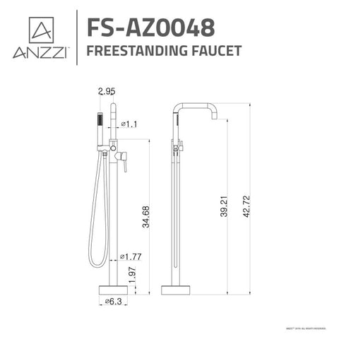 ANZZI Moray Series 2-Handle Freestanding Tub Faucet with Hand Shower