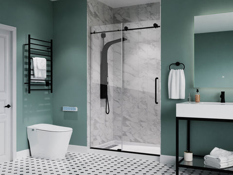 Alexander 60 in. L x 32 in. W Alcove Shower Pan Base with Left Drain in Glossy White Marine Acrylic