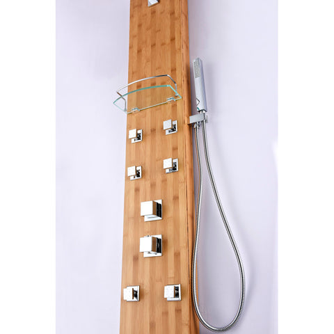 ANZZI Crane 60 in. Full Body Shower Panel with Heavy Rain Shower and Spray Wand in Natural Bamboo