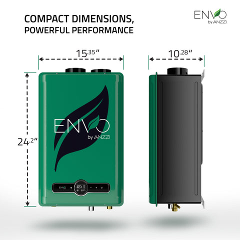 ANZZI ENVO Tankless Gas Water Heater (Up to 199,000 BTU), Copper Heat Exchanger, High-Flow Capacity, Anti-Freezing Protection, Energy Smart