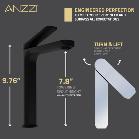 ANZZI Single Handle Single Hole Bathroom Vessel Sink Faucet With Pop-up Drain