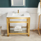 Orchard 36 in. Console Sink in Brushed Gold with Glossy White Counter Top