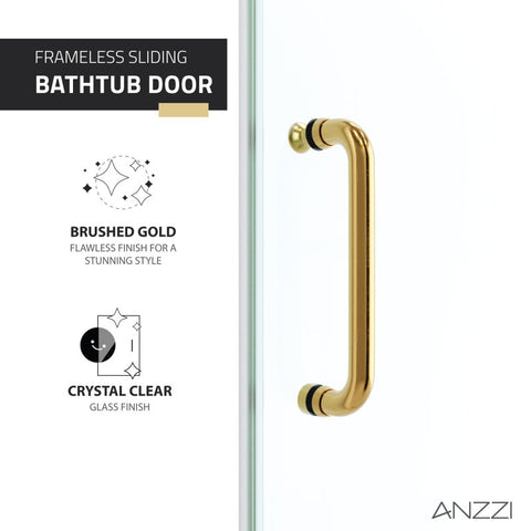 ANZZI Raymore Series 60 in. x 62 in. Frameless Sliding Tub Door