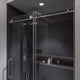 48 in. by 76 in. Frameless Sliding Shower Door in Chrome with Handle