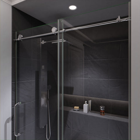 ANZZI Leon Series 48 in. by 76 in. Frameless Sliding Shower Door with Handle