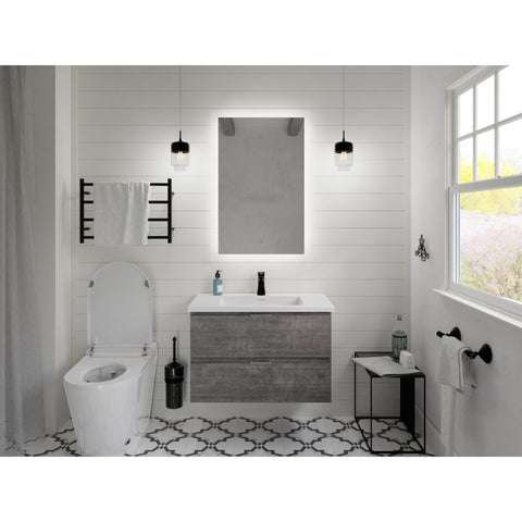 VT-CT30-GY - ANZZI Conques 30 in W x 20 in H x 18 in D Bath Vanity in Rich Grey with Cultured Marble Vanity Top in White with White Basin