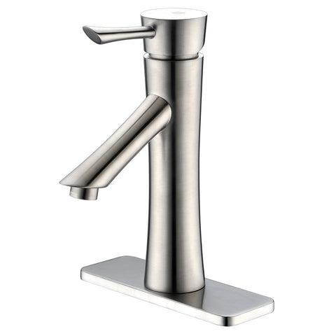 ANZZI Saga Series Single Hole Single-Handle Low-Arc Bathroom Faucet in Brushed Nickel