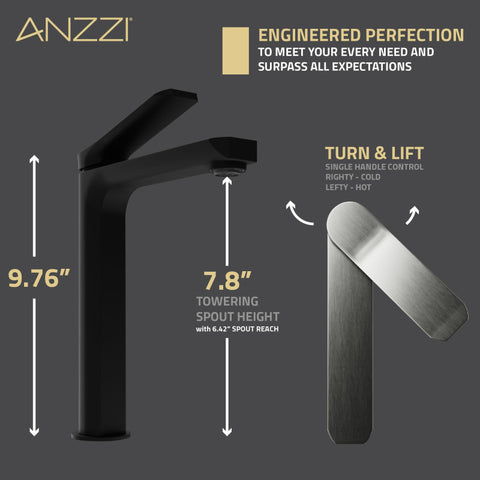 ANZZI Single Handle Single Hole Bathroom Vessel Sink Faucet With Pop-up Drain