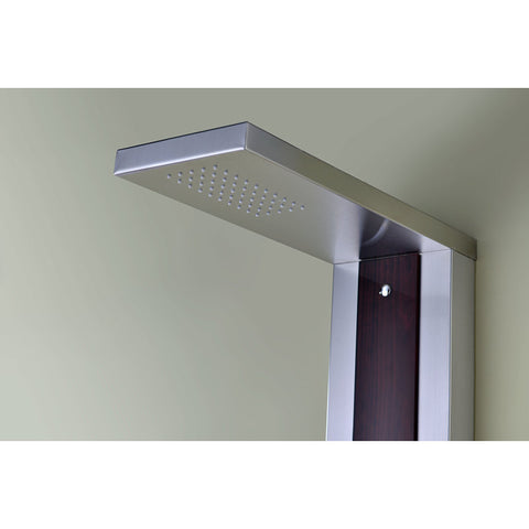 ANZZI Kiki 59 in. 6-Jetted Shower Panel with Heavy Rain Shower and Spray Wand in Mahogany Deco-Glass