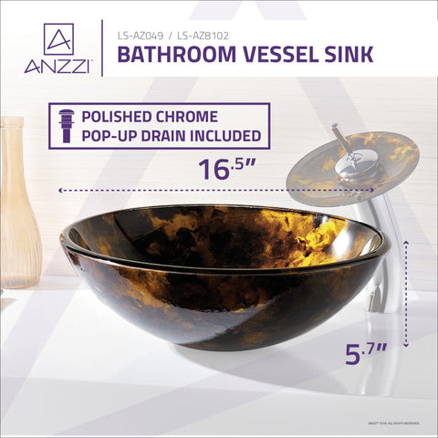 ANZZI Timbre Series Deco-Glass Vessel Sink Waterfall Faucet