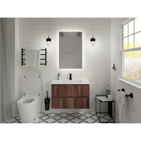 VT-CT30-DB - ANZZI ANZZI Conques 30 in W x 20 in H x 18 in D Bath Vanity in Dark Brown with Cultured Marble Vanity Top in White with White Basin