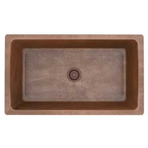 ANZZI Gilbert Drop-in Handmade Copper 31 in. 0-Hole Single Bowl Kitchen Sink in Hammered Antique Copper