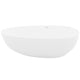 ANZZI Makot 5.6 ft. Man-Made Stone Center Drain Freestanding Bathtub in Matte White