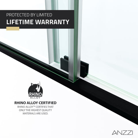 60 in. x 62 in. Frameless Sliding Tub Door in Matte Black