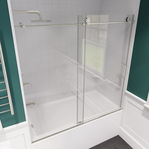 SD-AZ17-01BN - ANZZI Don Series 60 in. x 62 in. Frameless Sliding Tub Door in Brushed Nickel