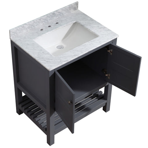 ANZZI Montaigne 30 in. W x 22 in. D Bathroom Bath Vanity Set with Carrara Marble Top with White Sink