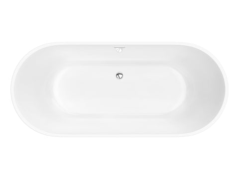 ANZZI Mone Series 67" L Freestanding Soaker Tub with Elegant Contemporary Design, Durable Acrylic Construction, and Built-in Overflow, Glossy White