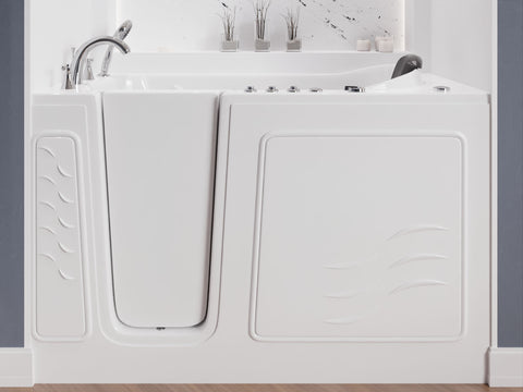 ANZZI 30 in. x 60 in. Left Drain Quick Fill Walk-In Whirlpool and Air Tub with Powered Fast Drain in White