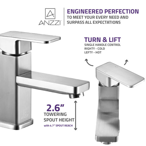 ANZZI Naiadi Single Hole Single Handle Bathroom Faucet