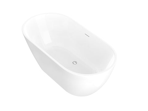 ANZZI Mone Series 67" L Freestanding Soaker Tub with Elegant Contemporary Design, Durable Acrylic Construction, and Built-in Overflow, Glossy White