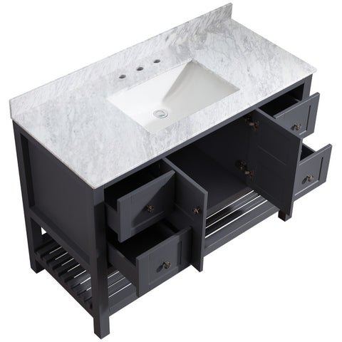 ANZZI Montaigne 48 in. W x 22 in. D Bathroom Bath Vanity Set with Carrara Marble Top with White Sink