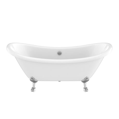 ANZZI 69.29” Belissima Double Slipper Acrylic Claw Foot Tub in White