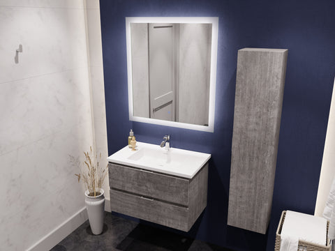 30 in. W x 20 in. H x 18 in. D Bath Vanity Set in Rich Gray with Vanity Top in White with White Basin and Mirror