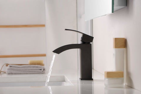 Revere Series Single Hole Single-Handle Low-Arc Bathroom Faucet in Matte Black
