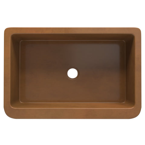 ANZZI Cyprus Farmhouse Handmade Copper 33 in. 0-Hole Single Bowl Kitchen Sink in Polished Antique Copper